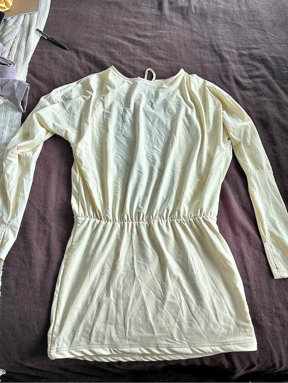 Ella Moss Cream Long Sleeve Mini Dress Size Medium